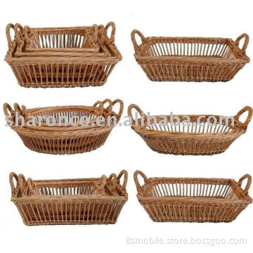 brown color no lining wicker baskets with ear handle